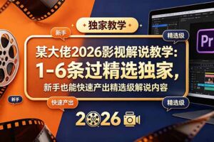 某大佬2026影视解说教学：1-6条过精选独家，新手也能快速产出精选级解说内容