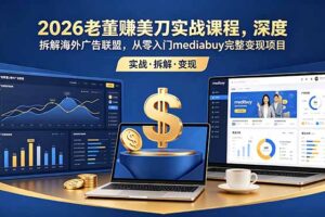 2026老董赚美刀实战课程，深度拆解海外广告联盟，从零入门mediabuy完整变现项目