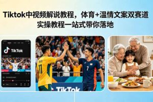 Tiktok中视频解说教程，体育+温情文案双赛道实操教程一站式带你落地