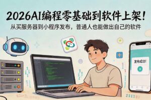 2026AI编程零基础到软件上架！从买服务器到小程序发布，普通人也能做出自己的软件