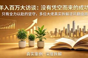 年入百万大访谈-更新：没有凭空而来的成功，只有全力以赴的坚守，多位大佬真实拆解逆风翻盘路