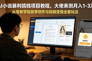 AI小说暴利搞钱项目教程，大佬亲测月入1-3万，从零教学短故事创作与投稿变现全套玩法