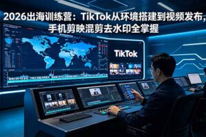2026出海训练营：TikTok从环境搭建到视频发布，手机剪映混剪去水印全掌握