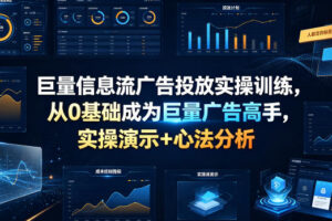 巨量信息流广告投放实操训练，从0基础成为巨量广告高手，实操演示+心法分析