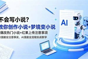 不会写小说？教你创作小说+梦境变小说+爆改热门小说+红果上传注意事项，AI漫剧全流程实战教学
