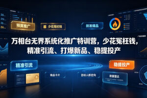 万相台无界系统化推广特训营VI0.0，少花冤枉钱，精准引流、打爆新品、稳提投产(全程录音+字幕)