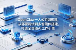 OpenClaw 一人公司训练营，从部署调试到多智能体搭建，打造全自动 AI 工作引擎