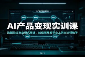 AI产品变现实训课：选题验证商业模式搭建，前后端开发平台上架全流程教学