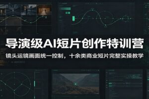 导演级AI短片创作特训营：镜头运镜画面统一控制，十余类商业短片完整实操教学(更新)