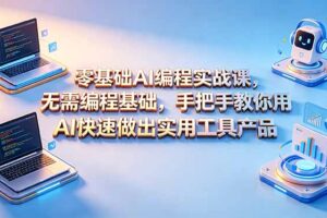 零基础AI编程实战课-更新，无需编程基础，手把手教你用AI快速做出实用工具产品