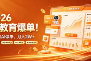 2026 AI教育爆单！全程靠AI做单，月入2W+，附接单资源【揭秘】