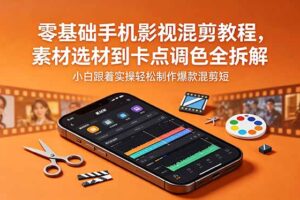 零基础手机影视混剪教程，素材选材到卡点调色全拆解，小白跟着实操轻松制作爆款混剪短片