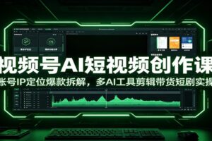 视频号AI短视频创作课：账号IP定位爆款拆解，多AI工具剪辑带货短剧实操