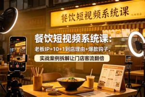 餐饮短视频系统课：老板IP+10+1到店理由+爆款钩子，实战案例拆解让门店客流翻倍