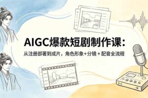 AIGC爆款短剧制作课：从注册部署到成片，角色形象+分镜+配音全流程
