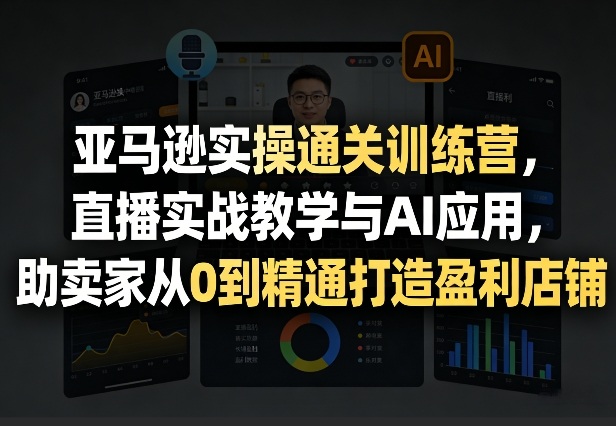 亚马逊实操通关训练营,直播实战教学与AI应用,助卖家从0到精通打造盈利店铺(更新7月3日)