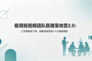 极简短视频团队搭建落地营2.0：三天两夜线下课，四维内容罗盘+十大爆款模版
