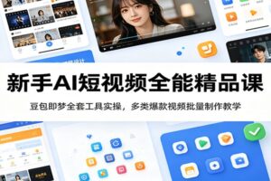新手AI短视频全能精品课：豆包即梦全套工具实操，多类爆款视频批量制作教学