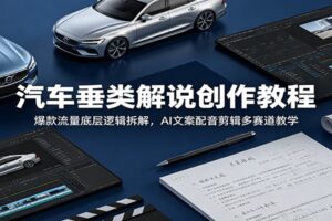 汽车垂类解说创作教程：爆款流量底层逻辑拆解，AI文案配音剪辑多赛道教学