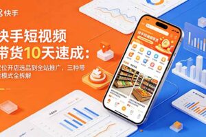 快手短视频带货10天速成：定位开店选品到全站推广，三种带货模式全拆解