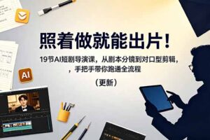 照着做就能出片！19节AI短剧导演课，从剧本分镜到对口型剪辑，手把手带你跑通全流程(更新
