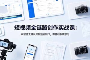 短视频全链路创作实战课：从智能工具认知到短剧制作，零基础系统学习