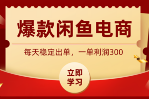 爆款闲鱼电商，卖法简单粗暴，长期稳定可做，一单利润300