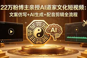 22万粉博主亲授AI道家文化短视频：文案仿写+AI生成+配音剪辑全流程