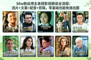 56万粉丝博主亲授影视解说全流程：选片+文案+配音+剪辑，零基础也能快速出圈