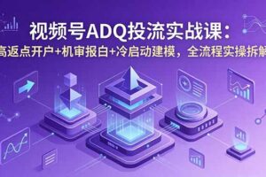 视频号ADQ投流实战课：高返点开户+机审报白+冷启动建模，全流程实操拆解
