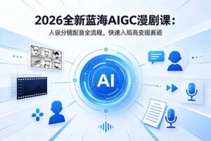 2026全新蓝海AIGC漫剧课：人设分镜配音全流程，快速入局高变现赛道