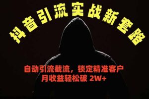 抖音引流实战新套路，挂机自动引流截流精准锁定客户，月收益破 2W+