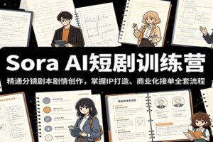 Sora AI短剧训练营：精通分镜剧本剧情创作，掌握IP打造、商业化接单全套流程