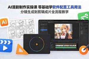 AI漫剧制作实操课 零基础学软件配置工具用法 分镜生成到剪辑成片全流程教学