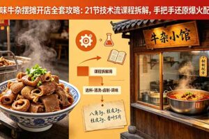 原味牛杂摆摊开店全套攻略：21节技术流课程拆解，手把手还原爆火配方