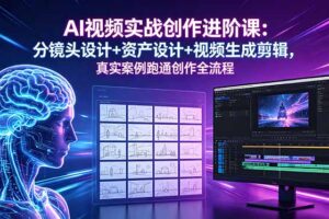 AI视频实战创作进阶课：分镜头设计+资产设计+视频生成剪辑，真实案例跑通创作全流程