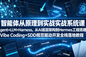 智能体从原理到实战系统课Agent=LLM+Harness，从AI底层架构到Hermes工程搭建，Vibe Coding+SDD规范驱动开发全栈落地教程