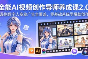 全能AI视频创作导师养成课2.0，漫剧数字人商业广告全覆盖，零基础系统学爆款创作