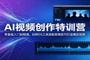 AI视频创作特训营：零基础入门到精通，玩转DS工具搭配剪辑技巧打造爆款视频