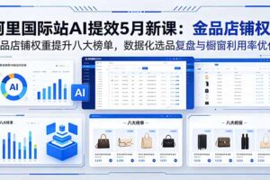 阿里国际站AI提效5月新课：金品店铺权重提升八大榜单，数据化选品复盘与橱窗利用率优化