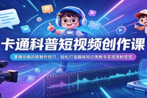 卡通科普短视频创作课：掌握动画风格制作技巧，轻松打造趣味知识类账号实现涨粉变现