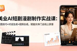 美业AI短剧漫剧制作实战课：生图技巧+对话生成+视频合成，赋能实体门店线上获客