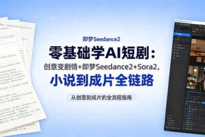 零基础学AI短剧：创意变剧情+即梦Seedance2+Sora2，小说到成片全链路