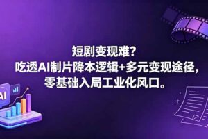 短剧变现难？吃透AI制片降本逻辑+多元变现途径，零基础入局工业化风口