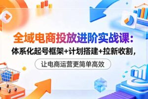 全域电商投放进阶实战课：体系化起号框架+计划搭建+拉新收割，让电商运营更简单高效
