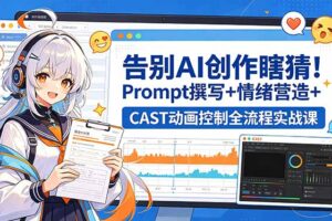 告别AI创作瞎猜！Prompt撰写+情绪营造+CAST动画控制全流程实战课