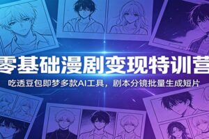 零基础漫剧变现特训营：玩转豆包即梦多款AI工具，剧本分镜批量生成短片