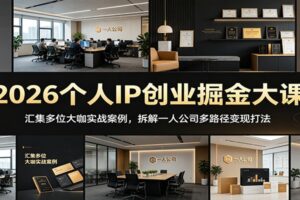 2026个人IP创业掘金大课：汇集多位大咖实战案例，拆解一人公司多路径变现打法