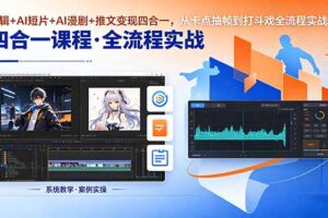 剪辑+AI短片+AI漫剧+推文变现四合一，从卡点抽帧到打斗戏全流程实战