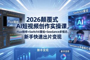 2026颠覆式 AI短视频创作课-5月更新，Flux精修+SwitchX重绘+Seedance多模态，新手快速出片变现